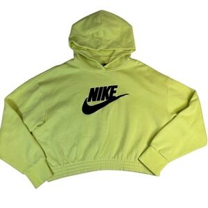 Nike Women's Icon Clash Hoodie Light Lime Green Cropped‎ Loose Fit Size Large